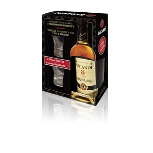 Rum Bacardi 8 Años Reserva Superior Geschenkpackung mit 2 Gläsern (solange Vorrat)