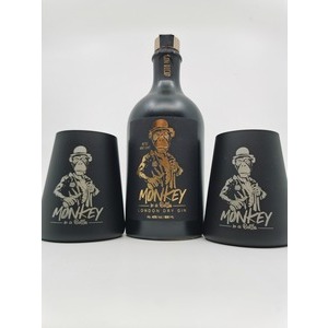 Gin Monkey in a Bottle Kristallbecherset mit 2 Becher und 1 Flasche