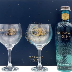 Gin Mermaid Isle of Wight Small Batch Gin Geschenkpackung mit 2 Gläser