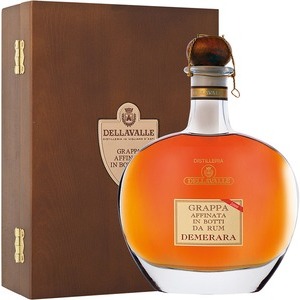 Grappa Dellavalle Affinata in Botti da Demerara Rum Holzkistchen